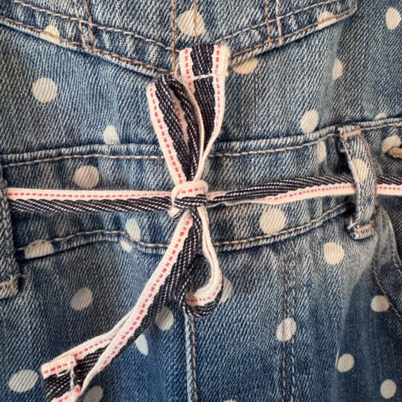 OshKosh Bgosh 18 month denim overalls w/polka dots & belt, snaps for diaper chng - Picture 4 of 6